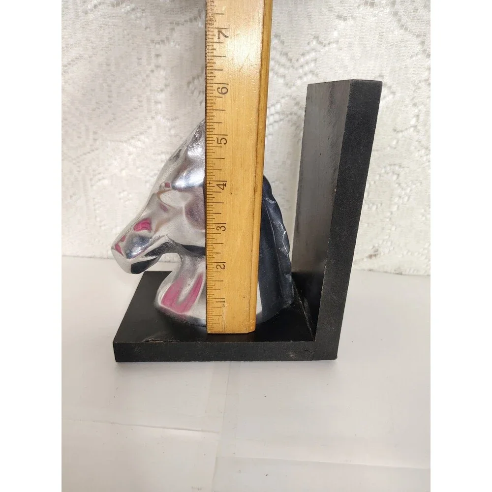Horse head book end only 1 pc 6 3/4 inches aluminum and wood